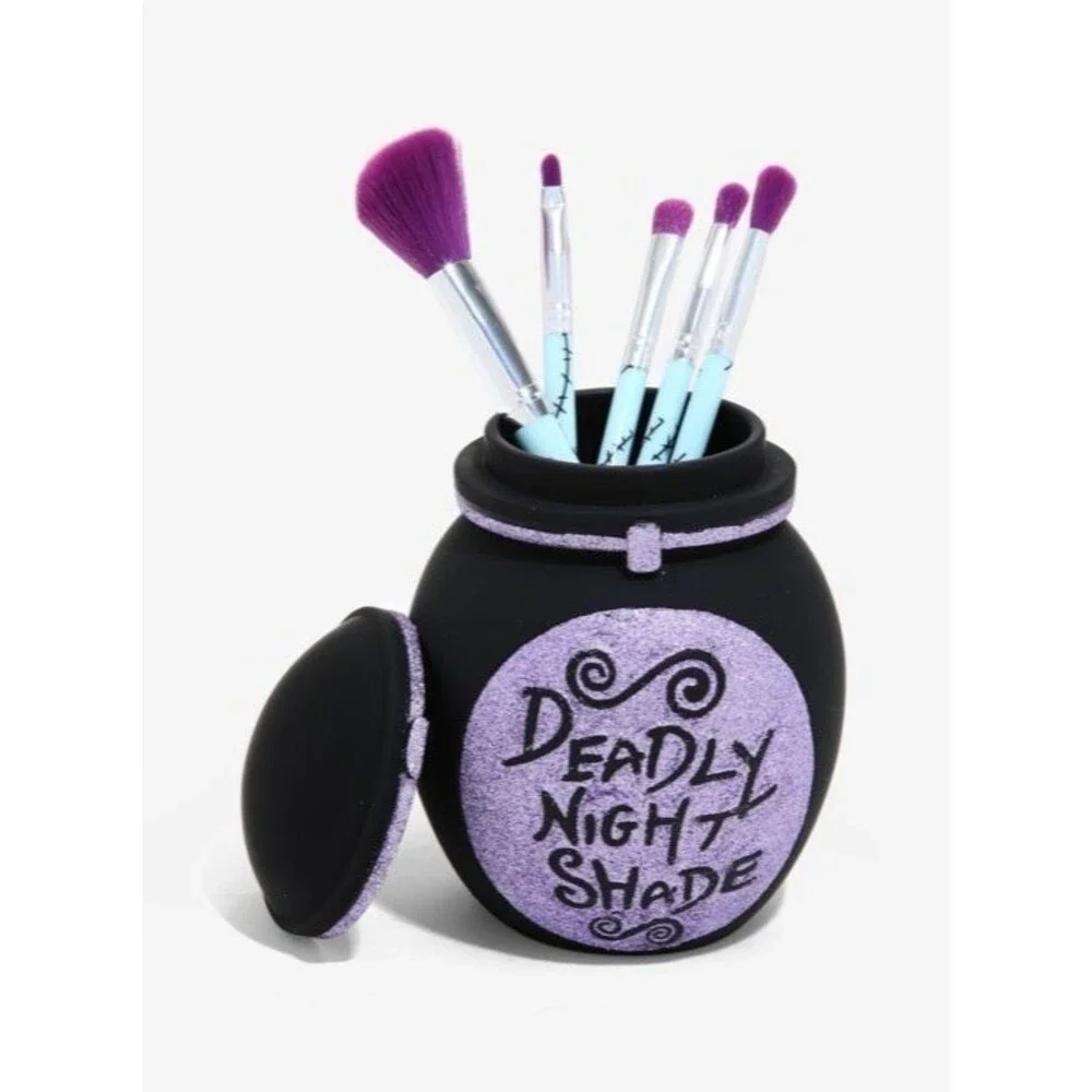 RARE Disney Nightmare Christmas Sally Deadly Night Shade Makeup Brush Set/Holder